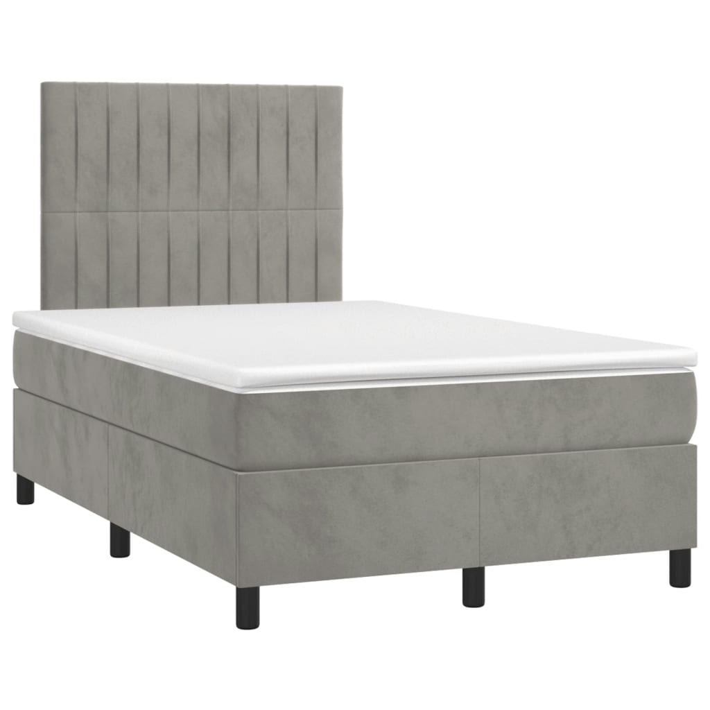 Cama boxspring com colchão 120x190 cm veludo cinzento-claro