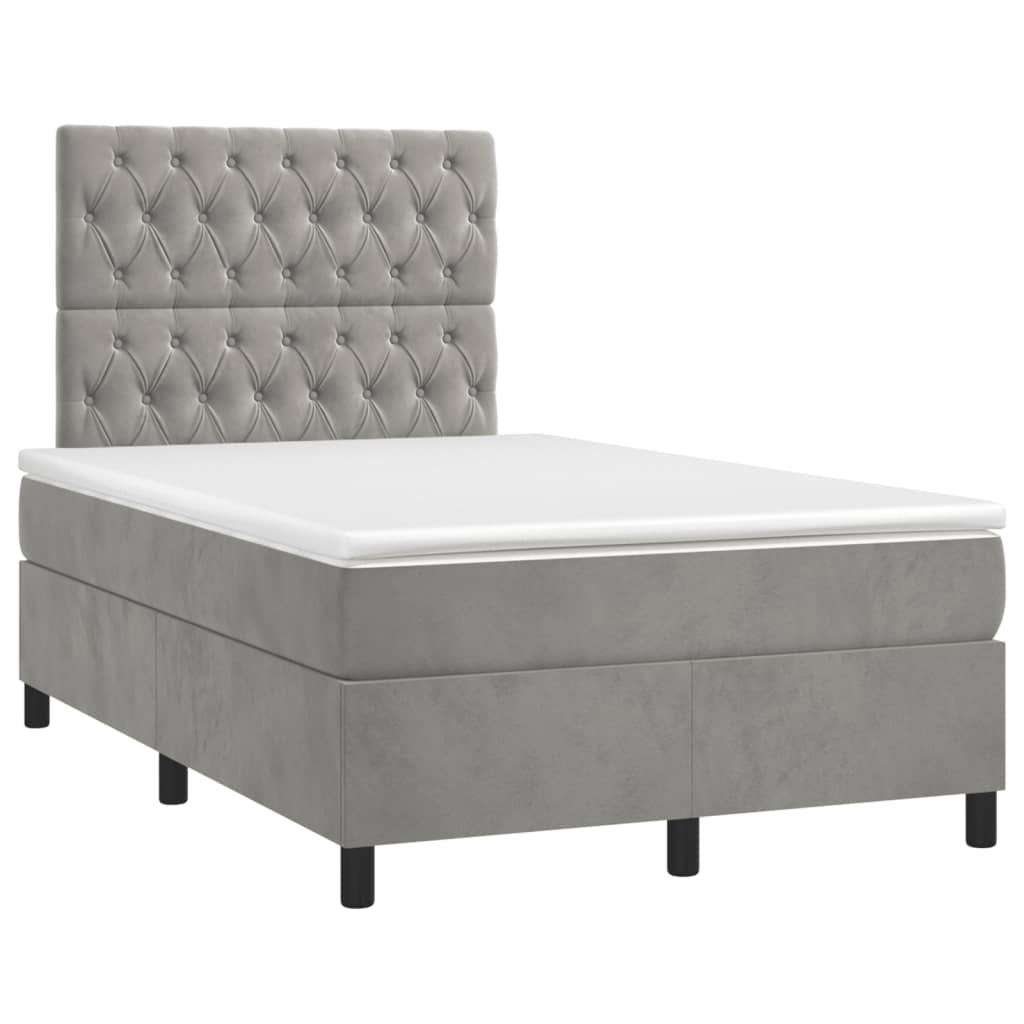 Cama boxspring com colchão 120x190 cm veludo cinzento-claro