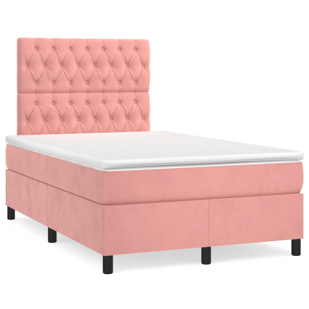 Cama boxspring com colchão 120x190 cm veludo rosa