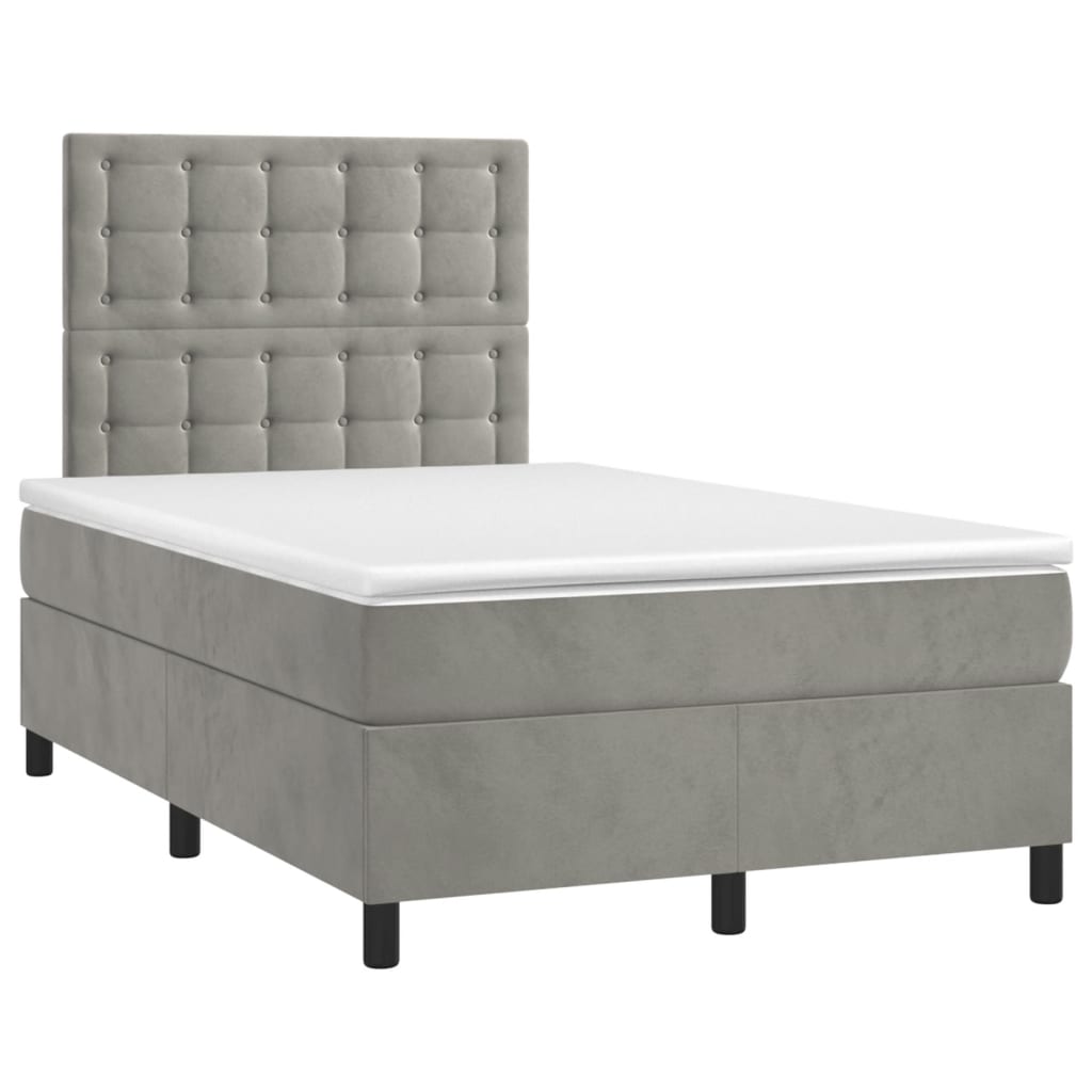 Cama boxspring com colchão 120x190 cm veludo cinzento-claro