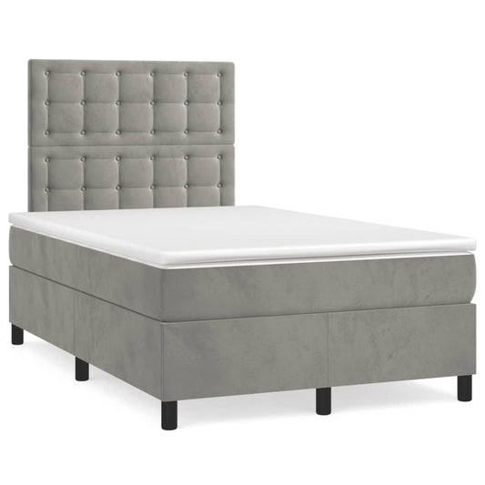 Cama boxspring com colchão 120x190 cm veludo cinzento-claro