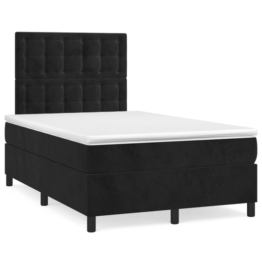 Cama boxspring com colchão 120x190 cm veludo preto