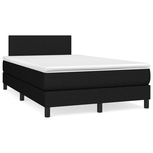 Cama box spring c/ colchão e LED 120x190 cm tecido preto