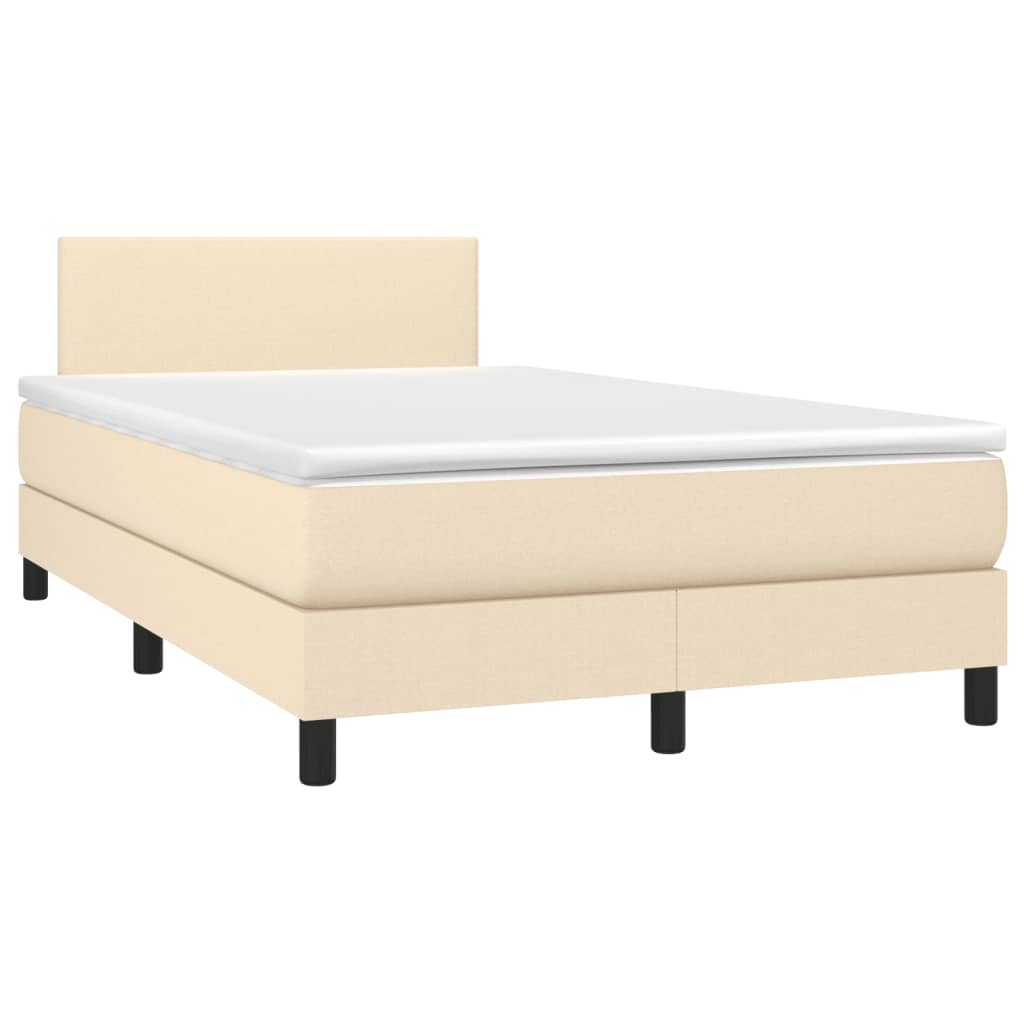 Cama box spring c/ colchão e LED 120x190 cm tecido cor creme