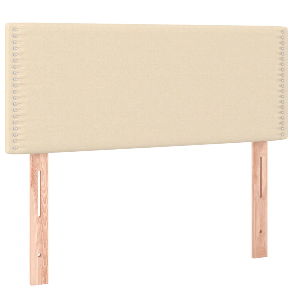 Cama box spring c/ colchão e LED 120x190 cm tecido cor creme