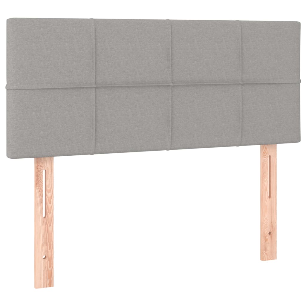 Cama box spring c/ colchão e LED 120x190 cm tecido cinza-claro