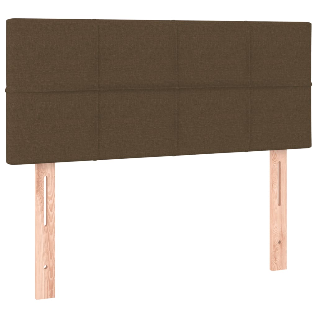 Cama box spring c/ colchão/LED 120x190cm tecido castanho-escuro