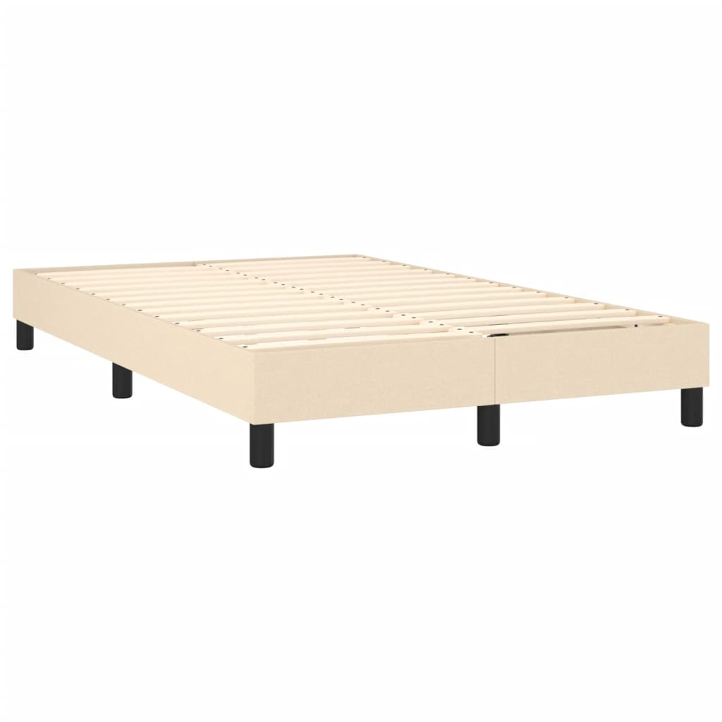 Cama box spring c/ colchão e LED 120x190 cm tecido cor creme