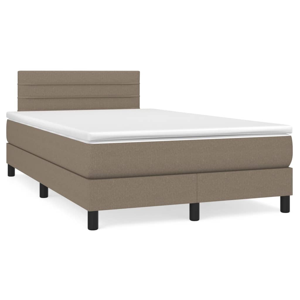 Cama box spring colchão/LED 120x190cm tecido cinza-acastanhado