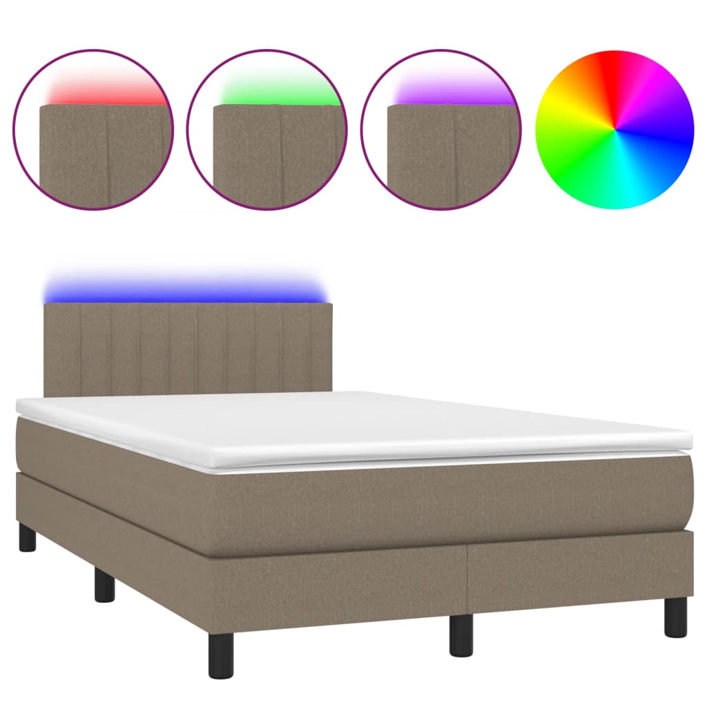 Cama box spring colchão/LED 120x190cm tecido cinza-acastanhado