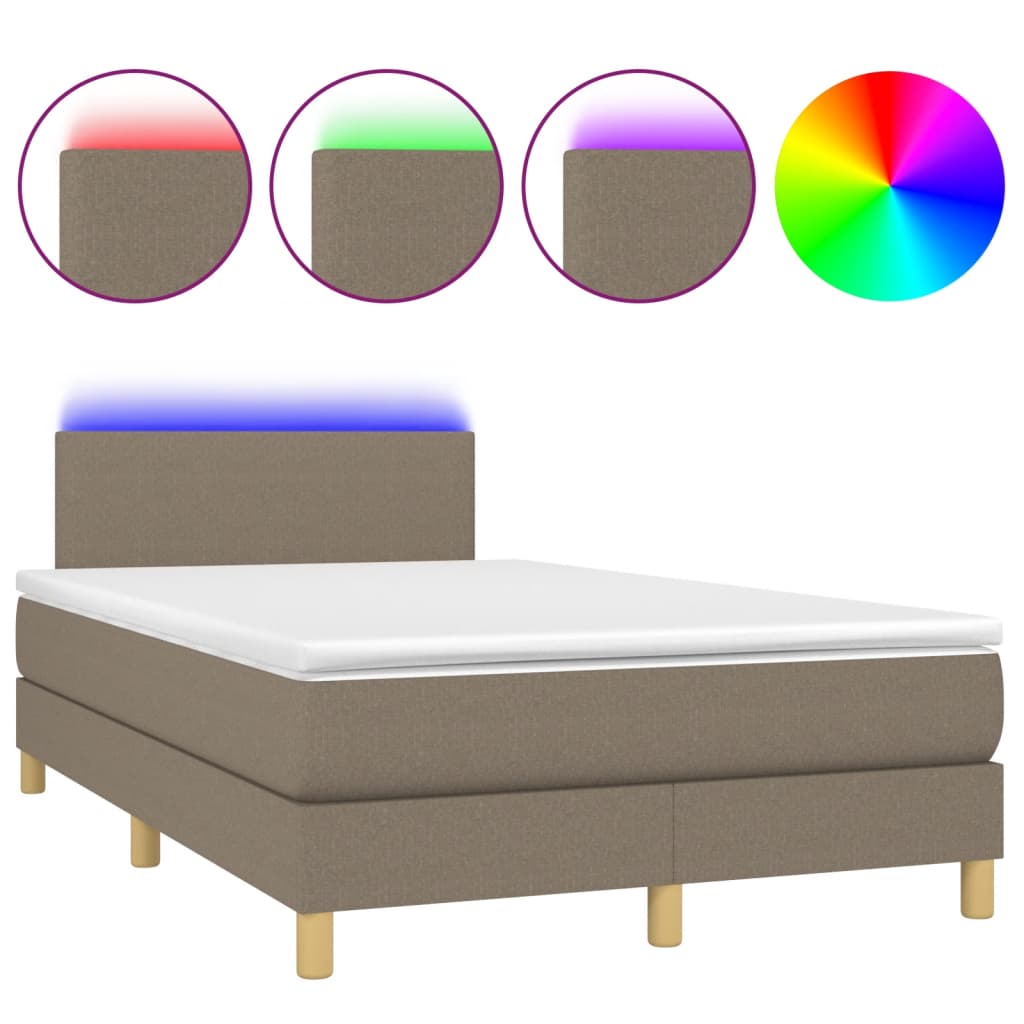 Cama box spring colchão/LED 120x190cm tecido cinza-acastanhado