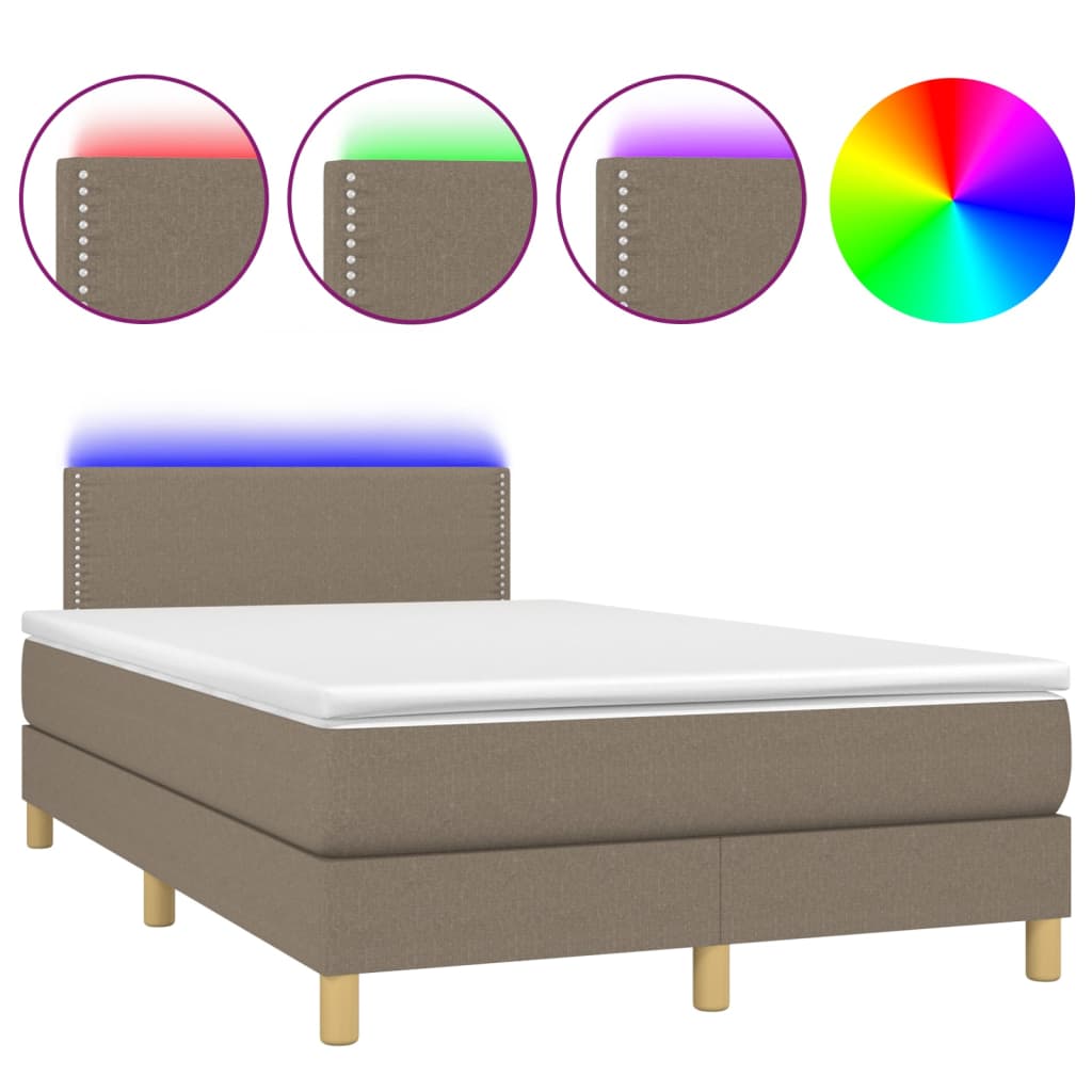 Cama box spring colchão/LED 120x190cm tecido cinza-acastanhado