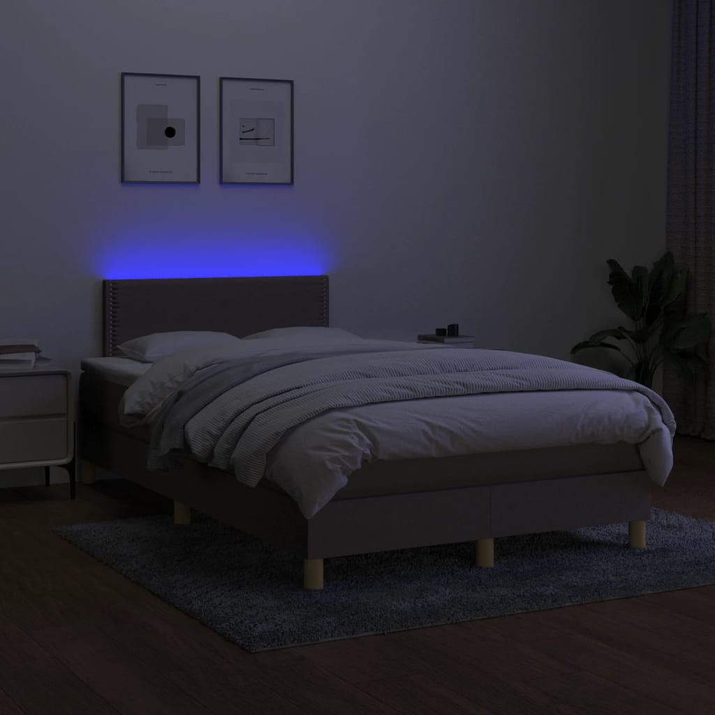 Cama box spring colchão/LED 120x190cm tecido cinza-acastanhado