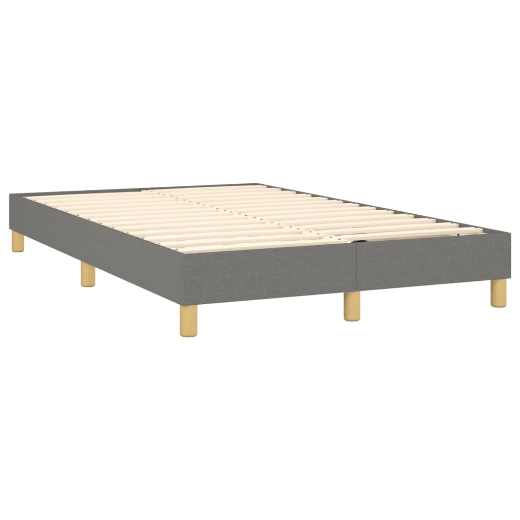 Cama box spring c/ colchão e LED 120x190 cm tecido cinza-escuro