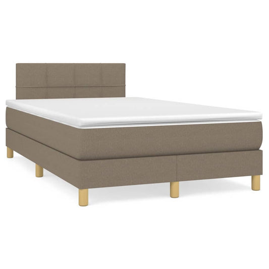 Cama box spring colchão/LED 120x190cm tecido cinza-acastanhado