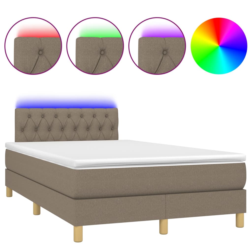 Cama box spring colchão/LED 120x190cm tecido cinza-acastanhado