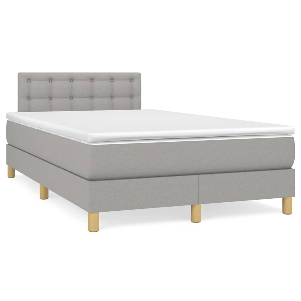 Cama box spring c/ colchão e LED 120x190 cm tecido cinza-claro