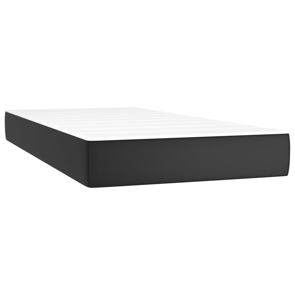 Cama box spring colchão e LED 120x190 cm couro artificial preto