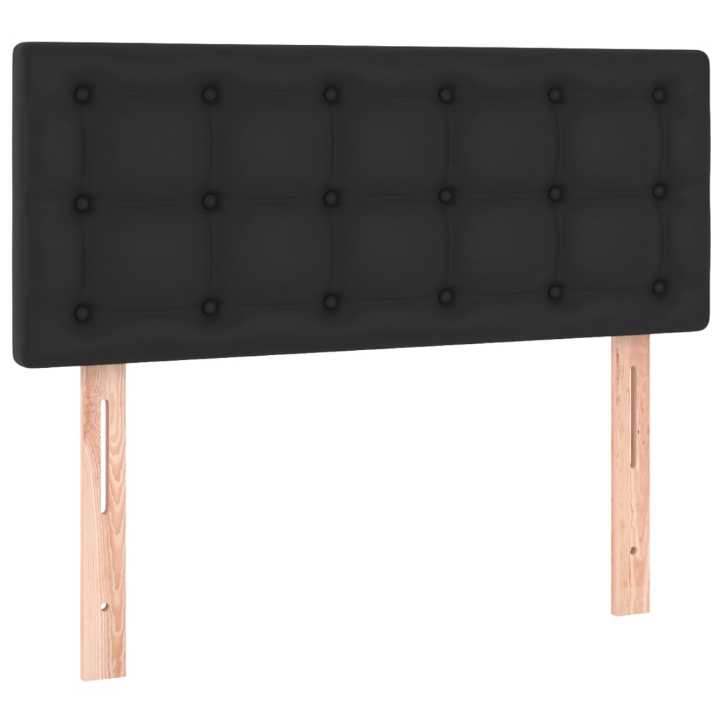 Cama box spring colchão e LED 120x190 cm couro artificial preto