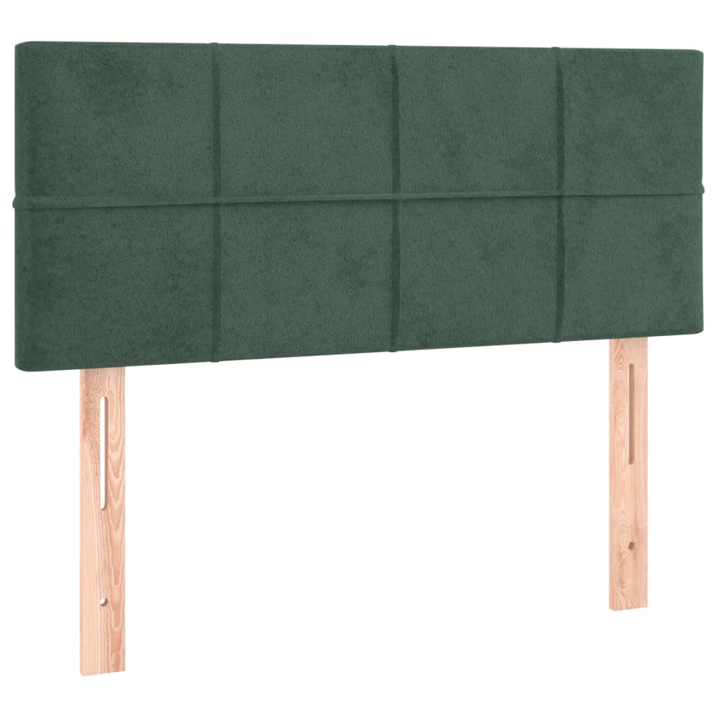 Cama box spring com colchão e luzes LED veludo verde-escuro