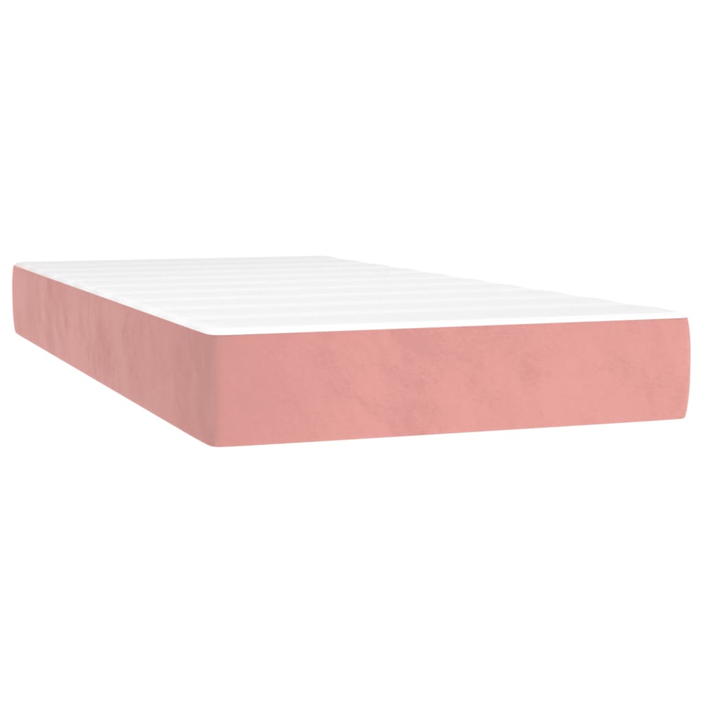 Cama box spring c/ colchão luzes e LED 120x190 cm veludo rosa