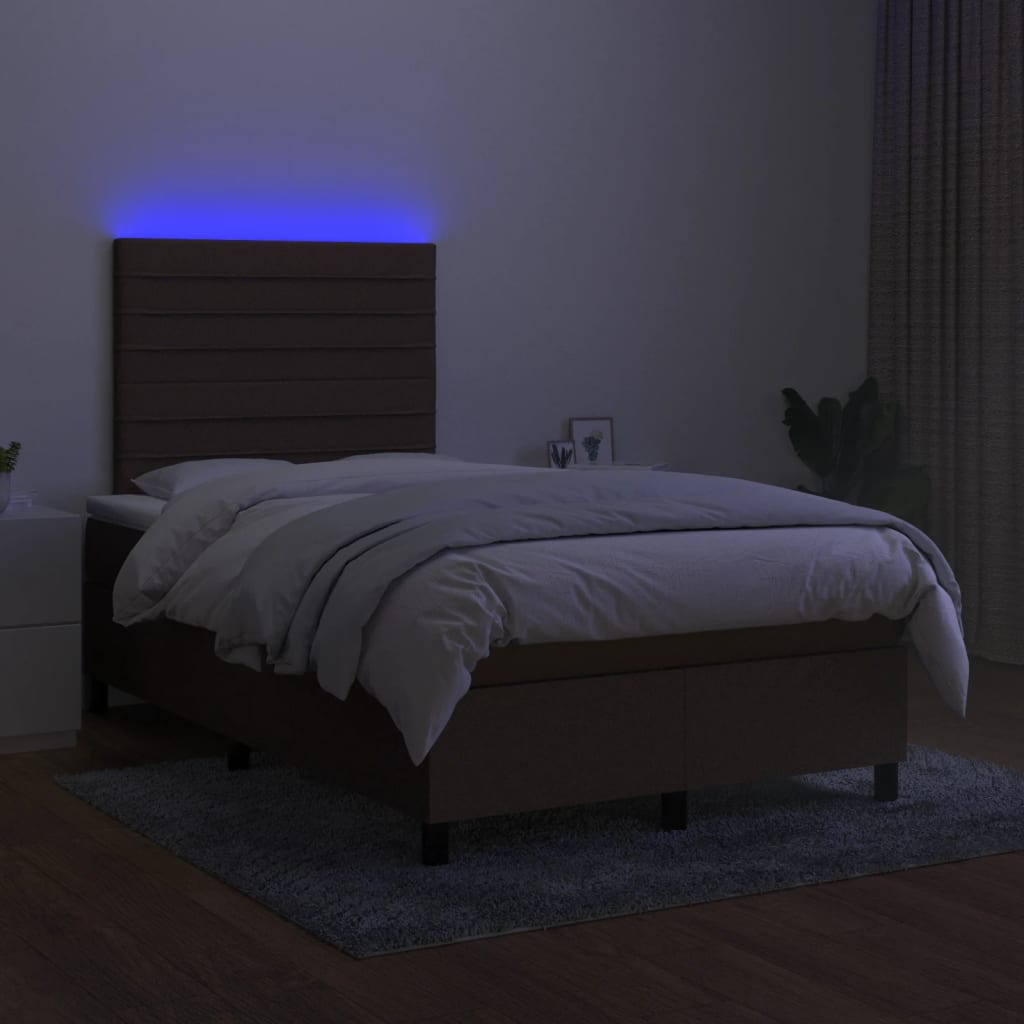 Cama box spring c/ colchão e LED 120x190 cm tecido preto