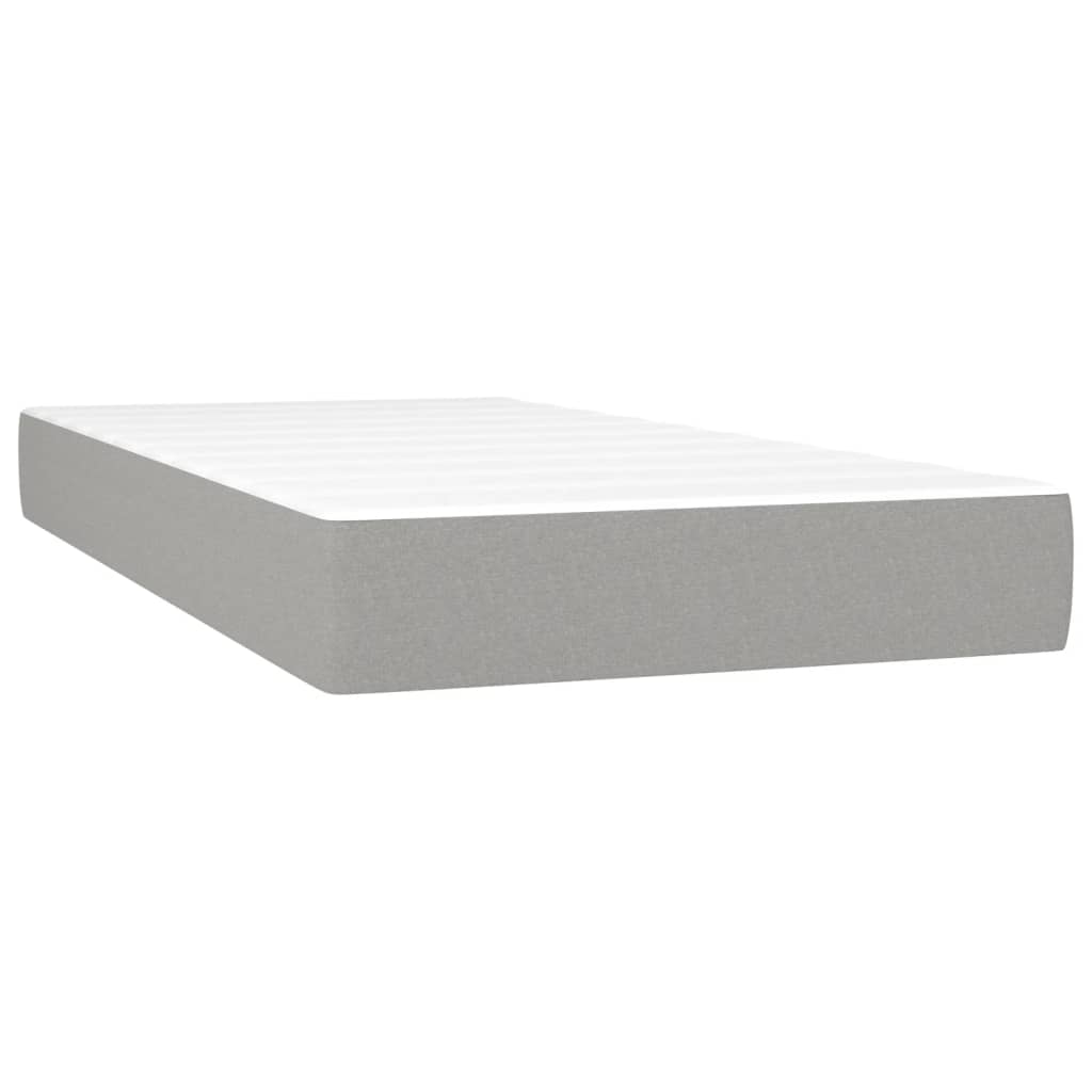 Cama box spring c/ colchão e LED 120x190 cm tecido cinza-claro