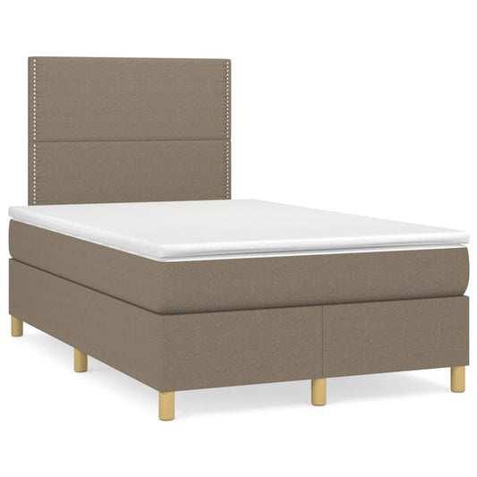 Cama box spring colchão/LED 120x190cm tecido cinza-acastanhado