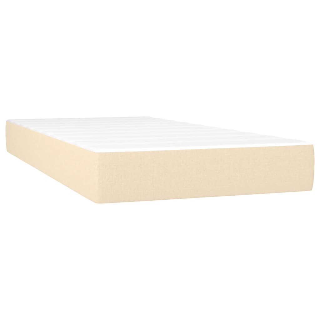 Cama box spring c/ colchão e LED 120x190 cm tecido cor creme