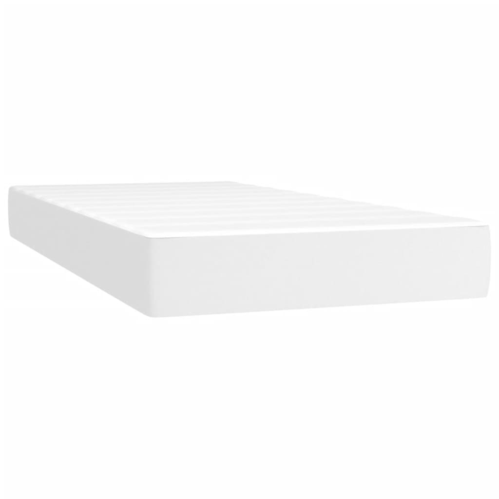 Cama box spring c/colchão/LED 120x190cm couro artificial branco