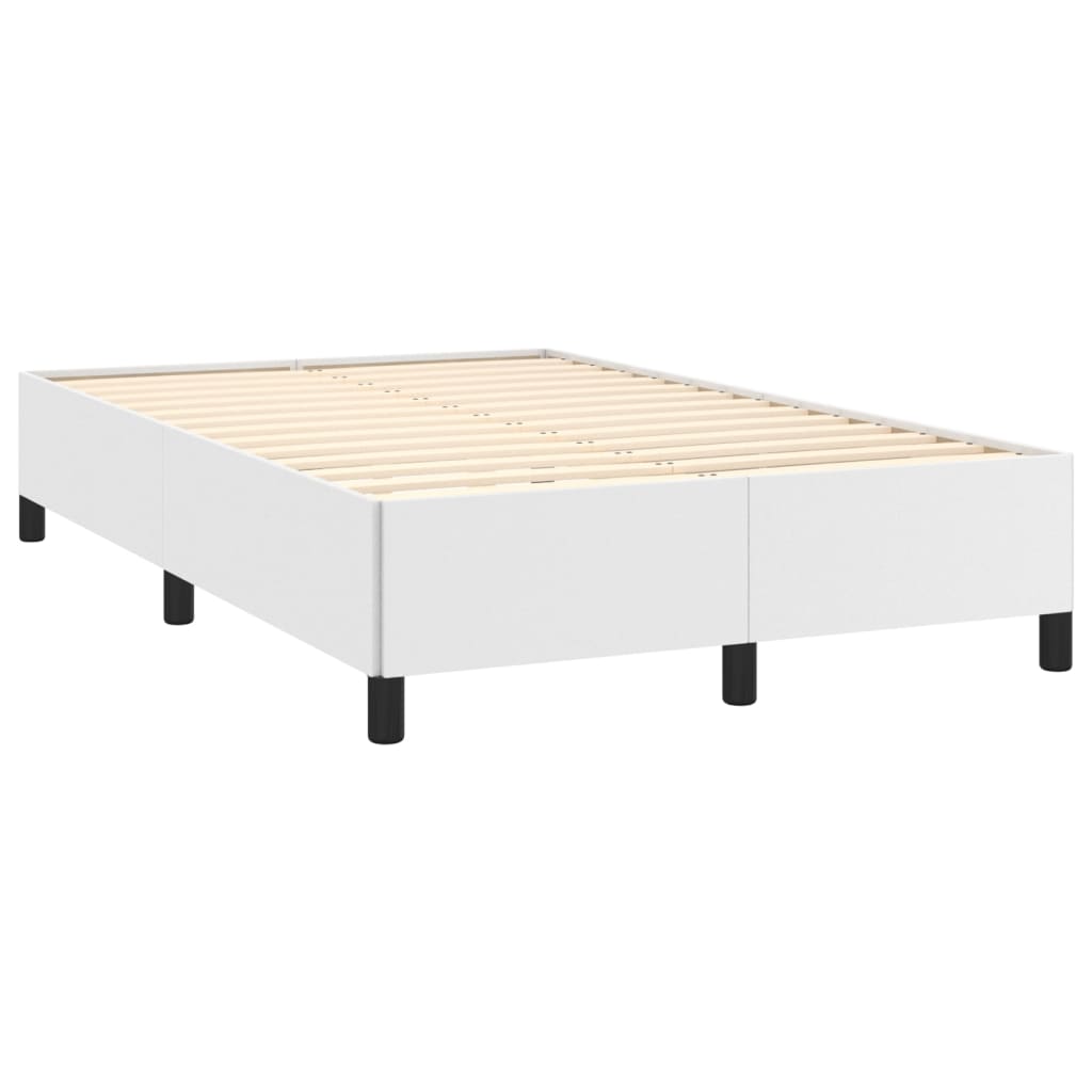 Cama box spring c/colchão/LED 120x190cm couro artificial branco