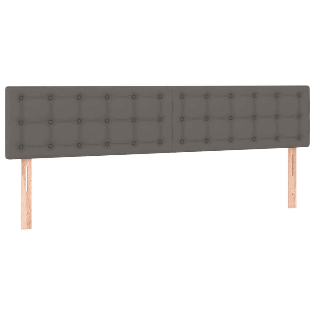 Cama box spring c/ colchão/LED 120x190cm couro artificial cinza