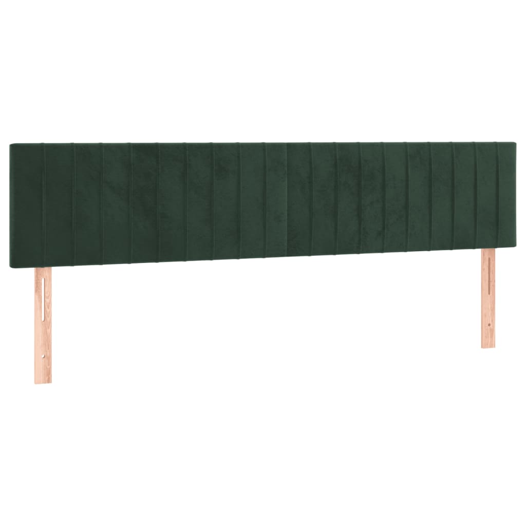 Cama box spring com colchão e luzes LED veludo verde-escuro