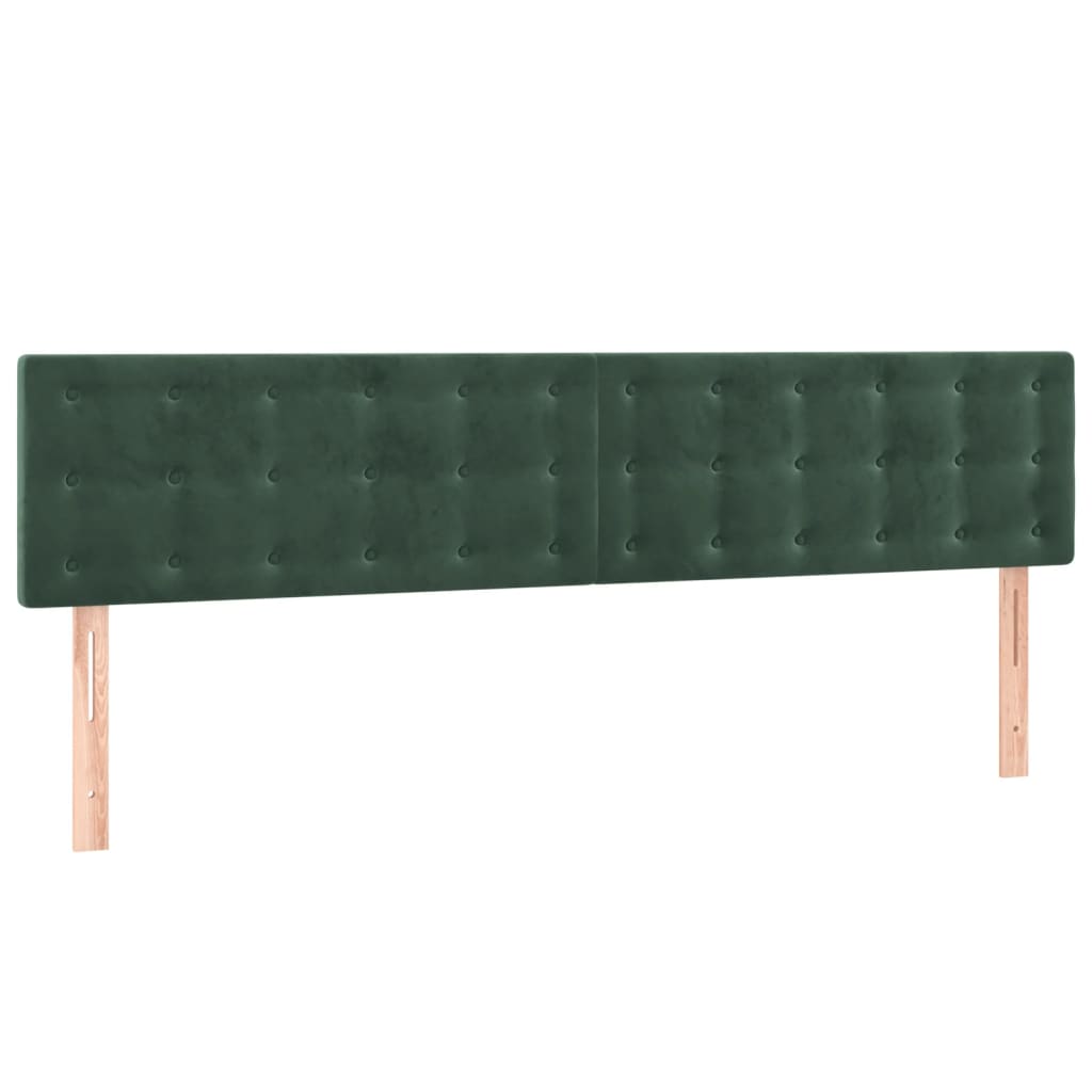 Cama box spring com colchão e luzes LED veludo verde-escuro