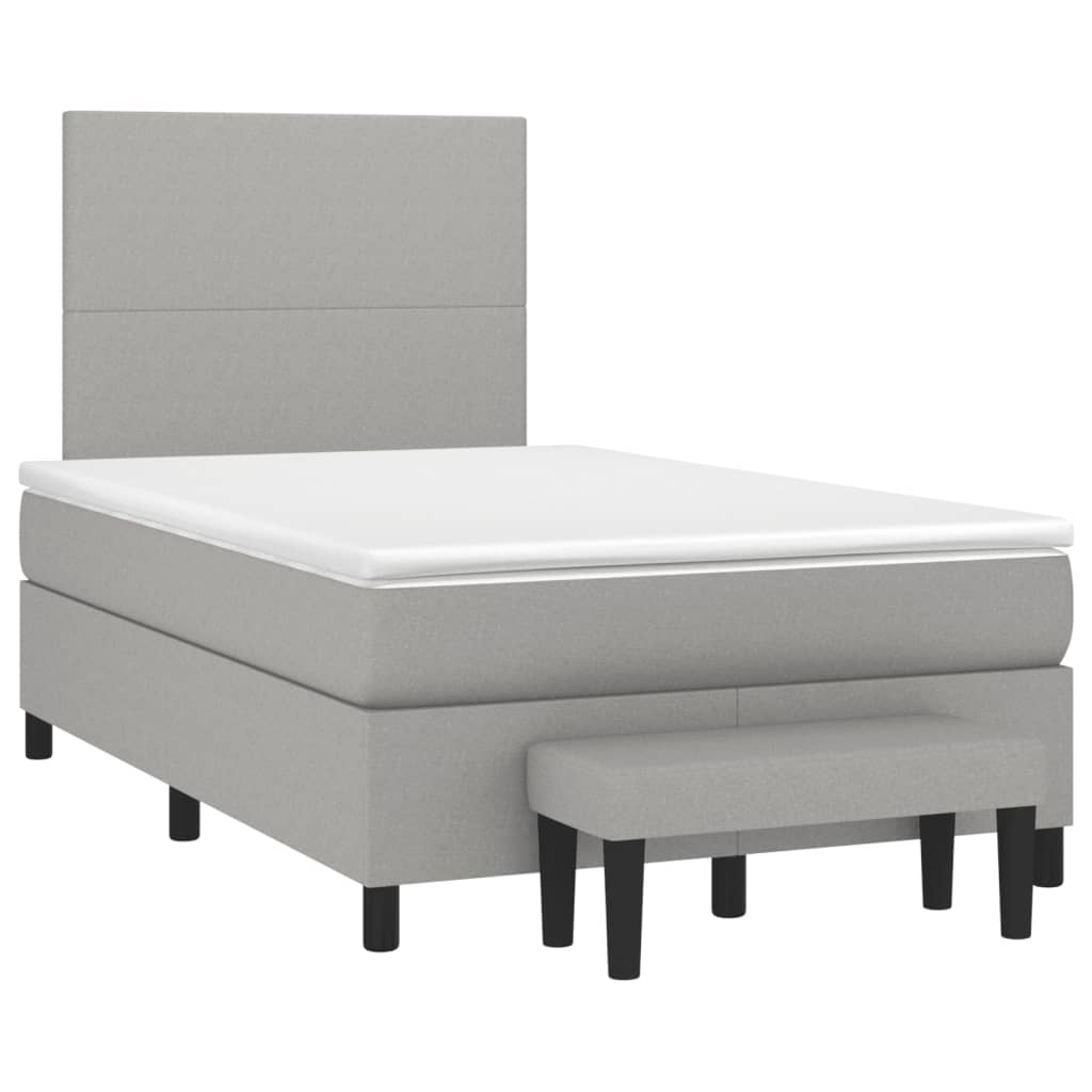 Cama boxspring com colchão 120x190 cm tecido cinzento-claro