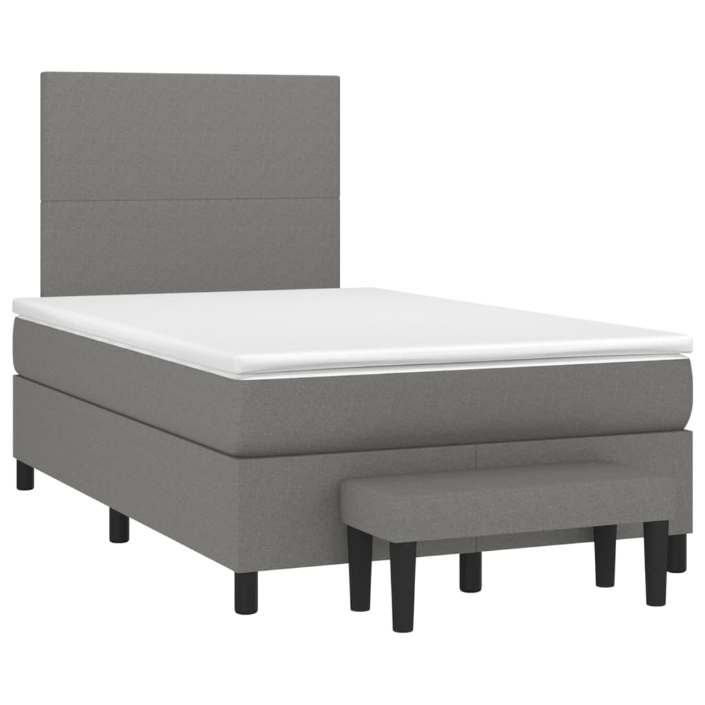 Cama boxspring com colchão 120x190 cm tecido castanho-escuro