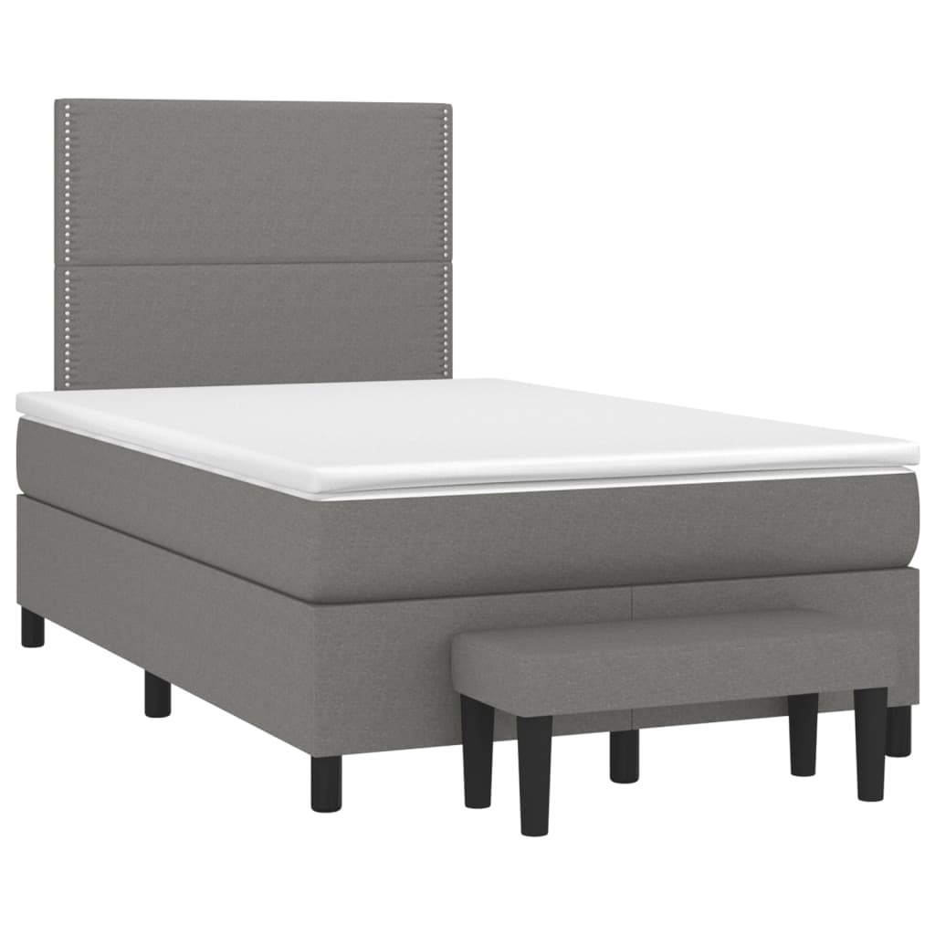 Cama boxspring com colchão 120x190 cm tecido cinzento-escuro