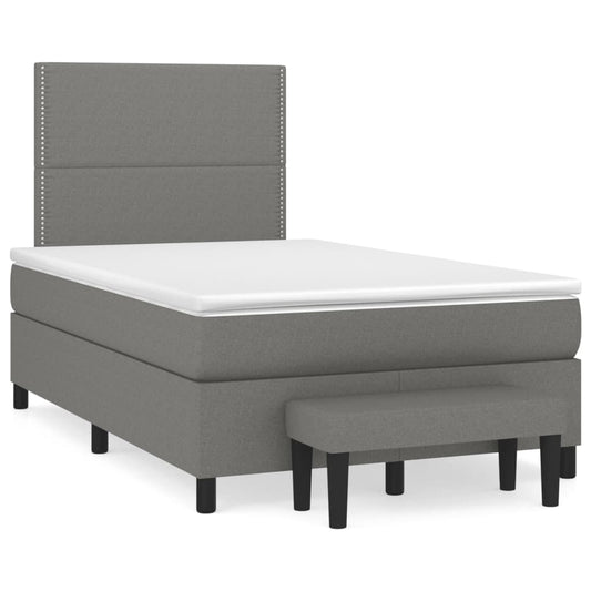 Cama boxspring com colchão 120x190 cm tecido cinzento-escuro