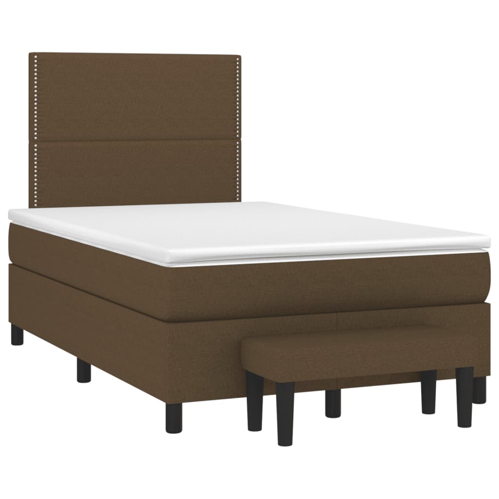 Cama boxspring com colchão 120x190 cm tecido castanho-escuro