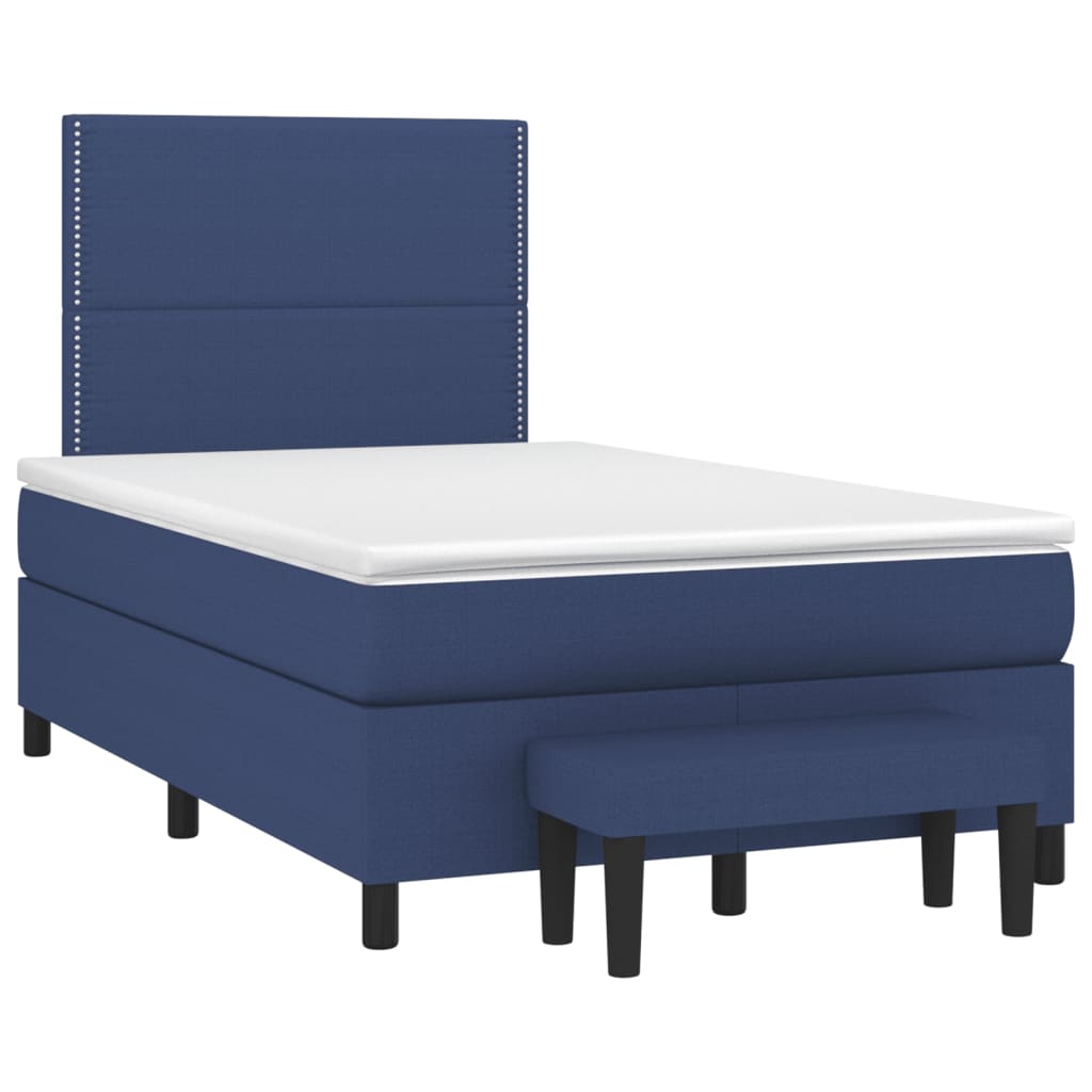 Cama boxspring com colchão 120x190 cm tecido azul