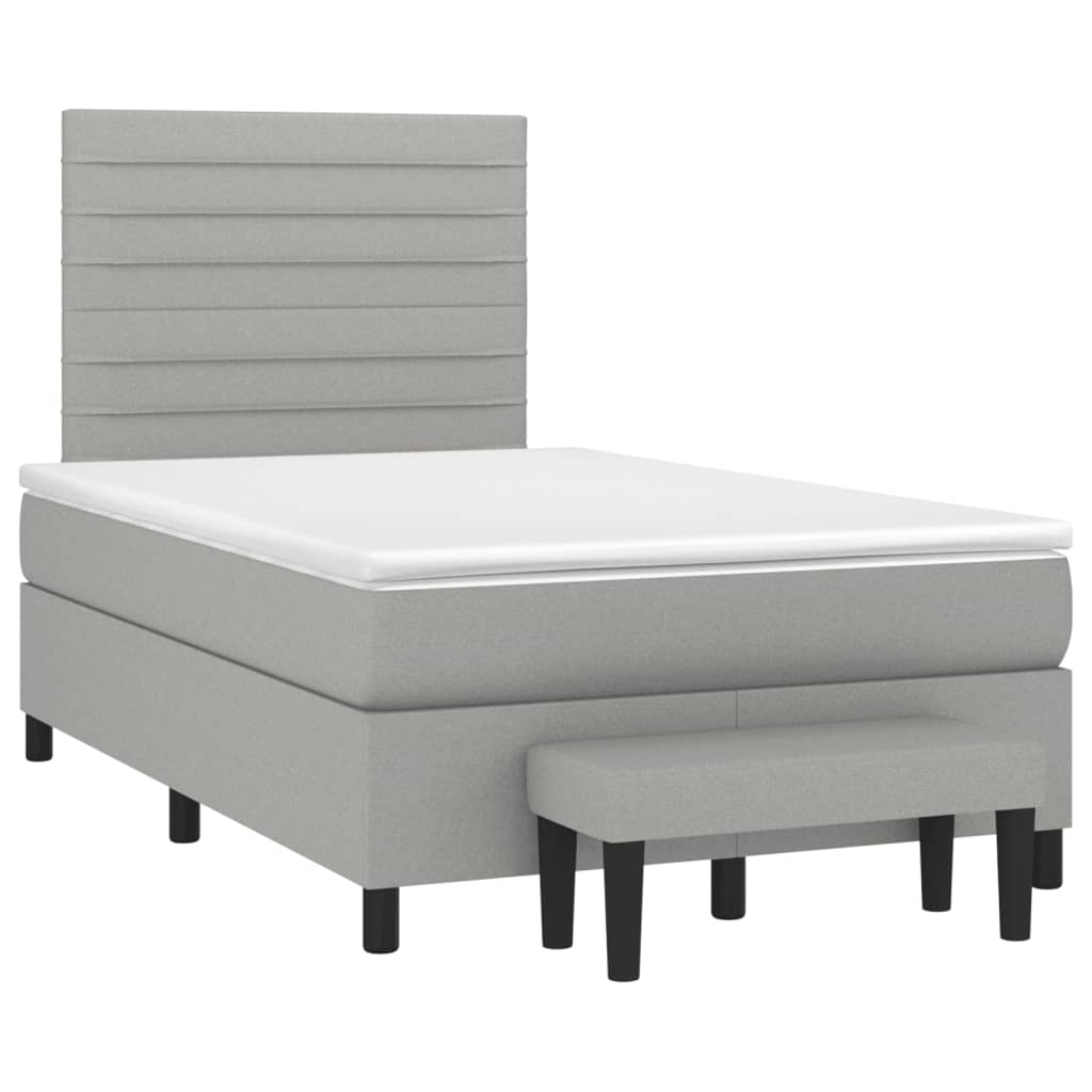 Cama boxspring com colchão 120x190 cm tecido cinzento-claro