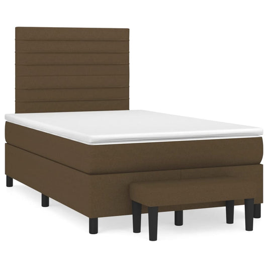 Cama boxspring com colchão 120x190 cm tecido castanho-escuro