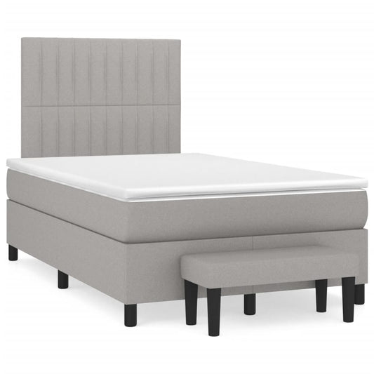 Cama boxspring com colchão 120x190 cm tecido cinzento-claro