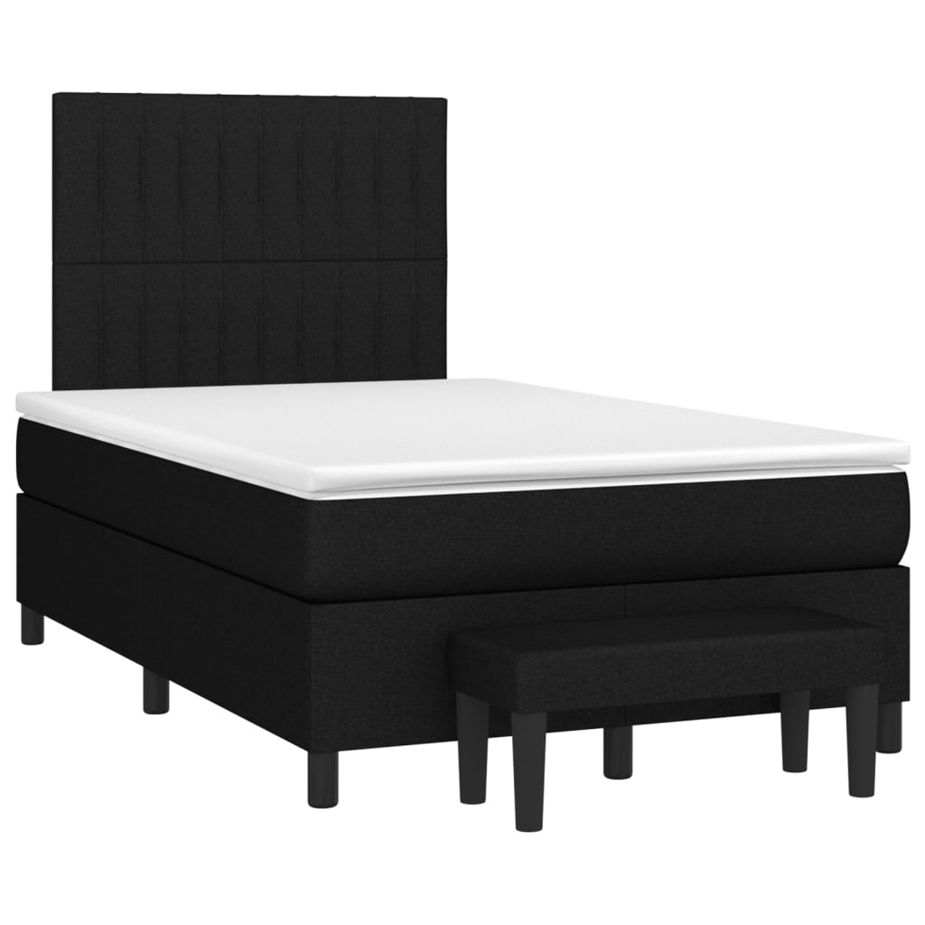 Cama boxspring com colchão 120x190 cm tecido preto