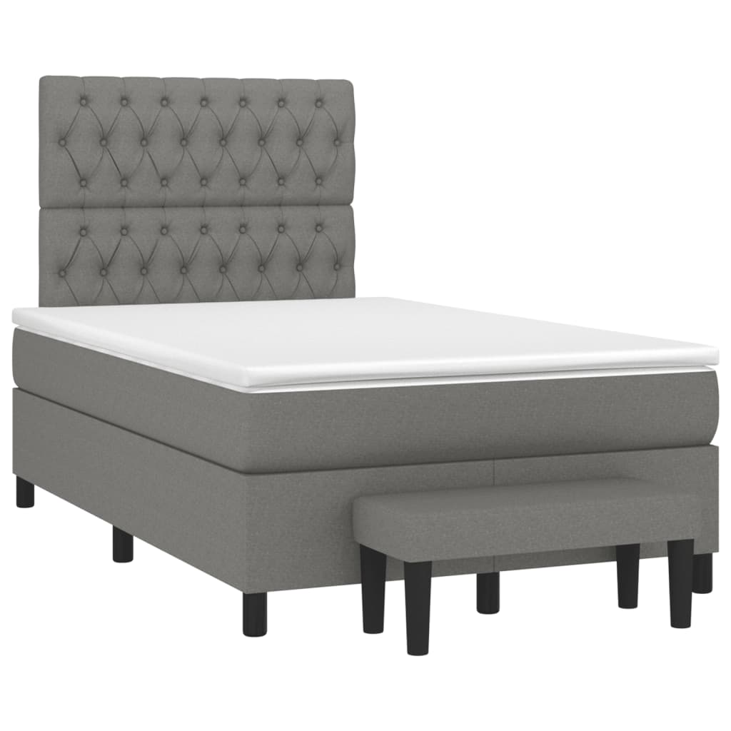 Cama boxspring com colchão 120x190 cm tecido cinzento-escuro