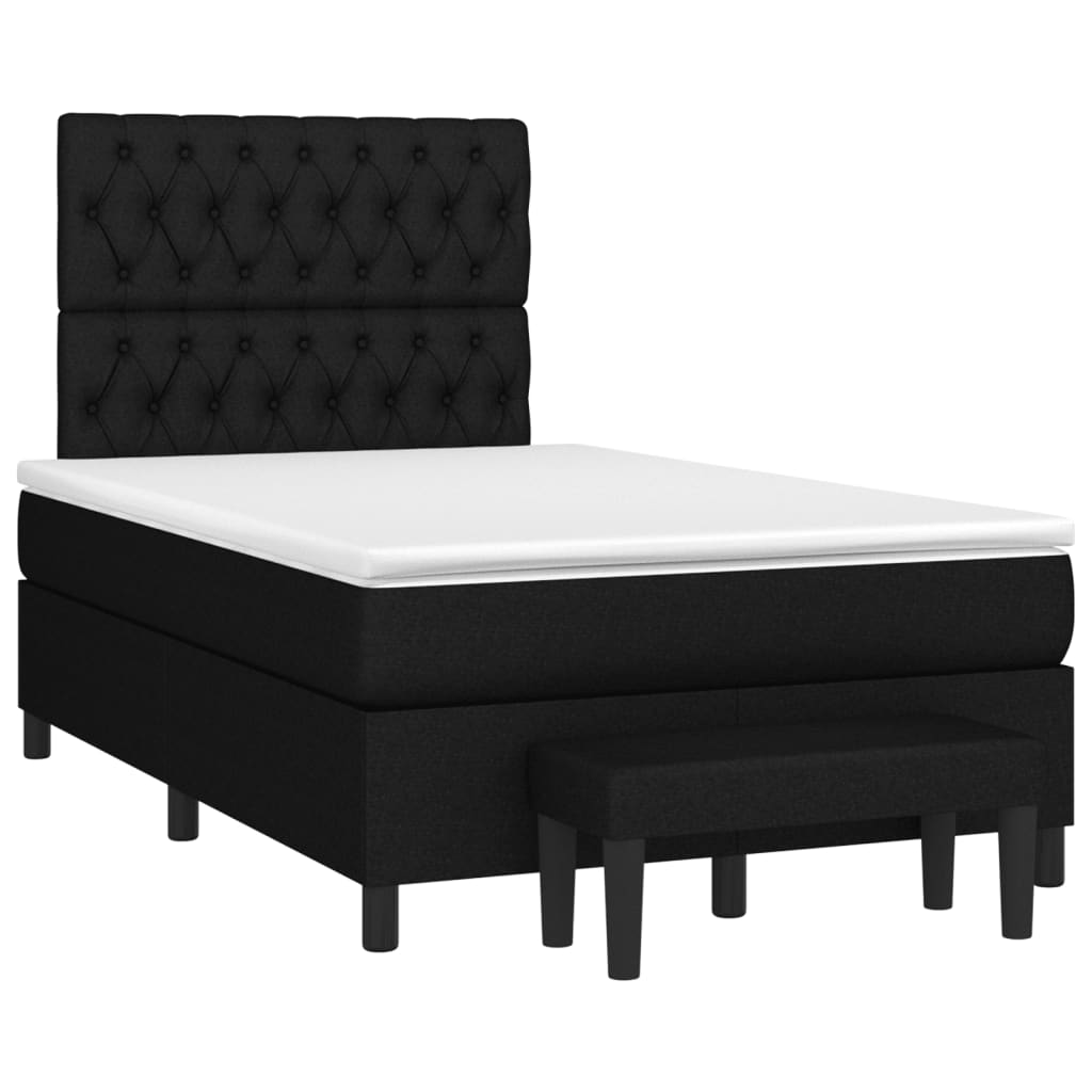 Cama boxspring com colchão 120x190 cm tecido preto