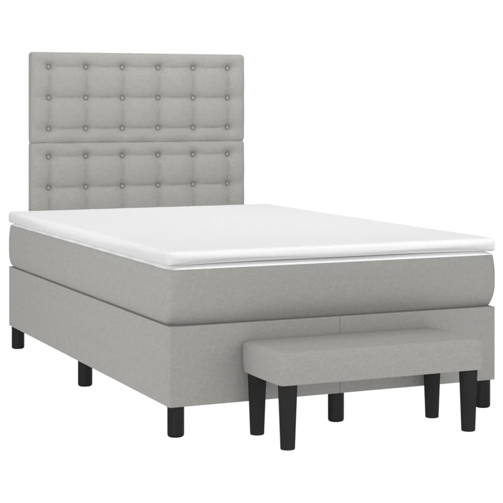 Cama boxspring com colchão 120x190 cm tecido cinzento-claro