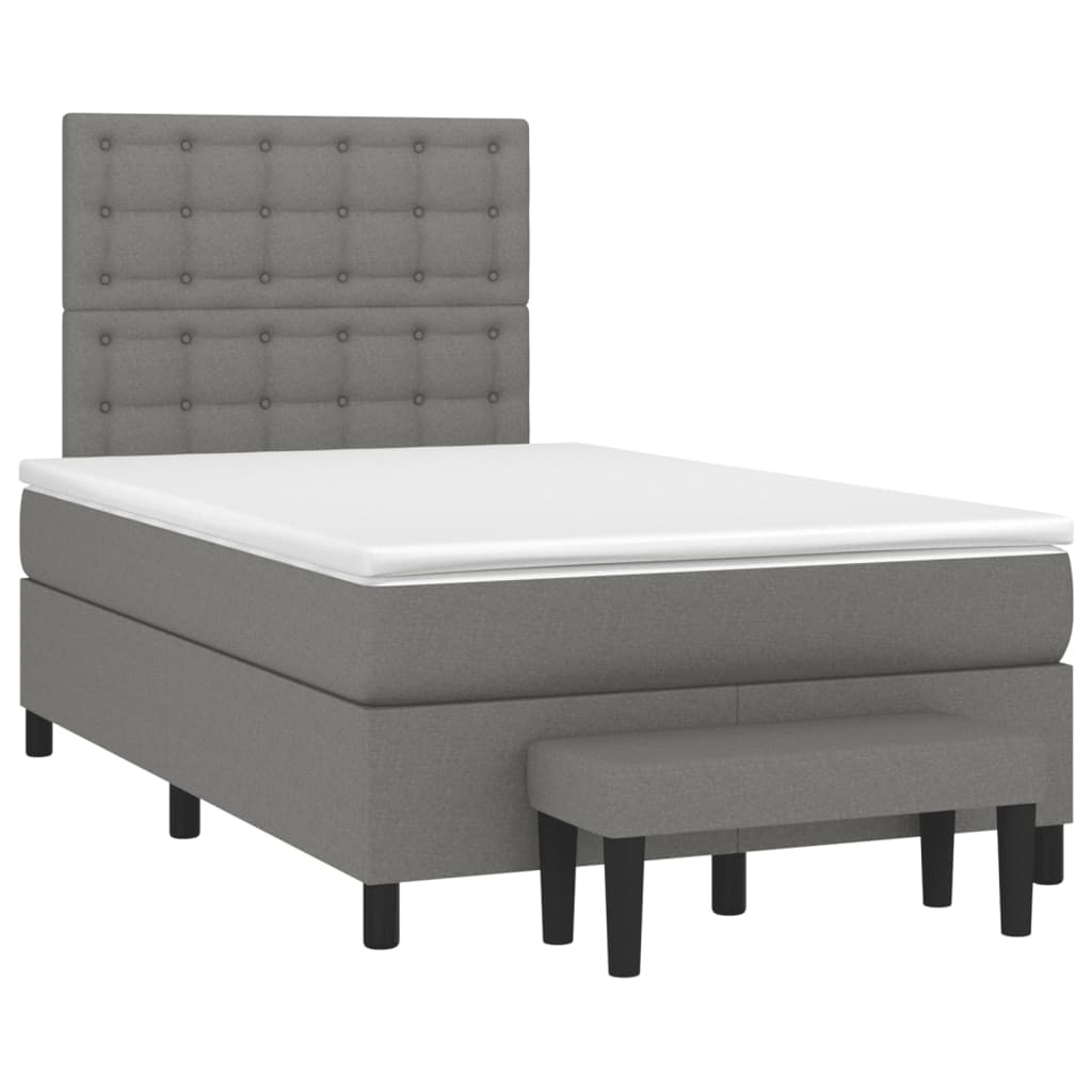 Cama boxspring com colchão 120x190 cm tecido cinzento-escuro