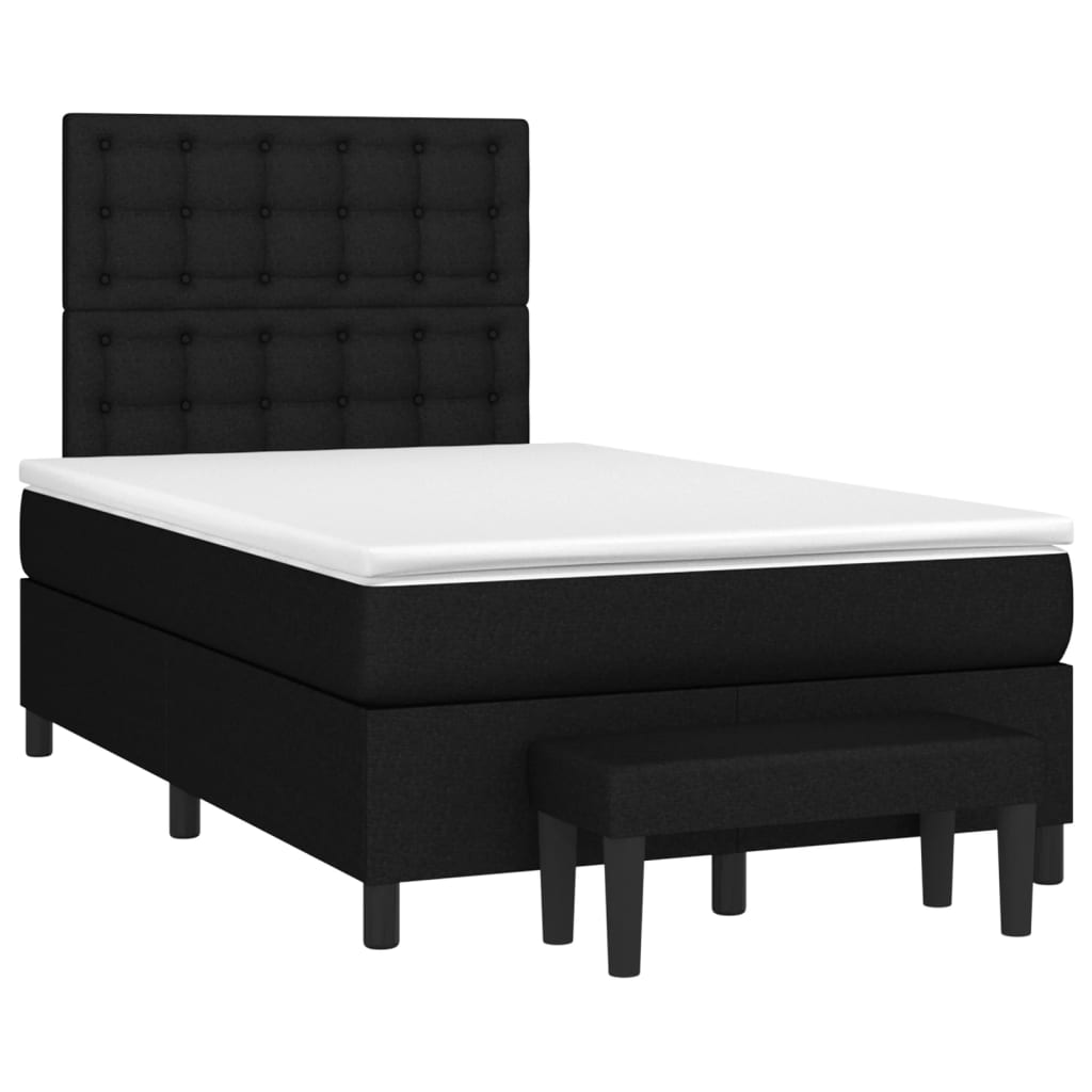 Cama boxspring com colchão 120x190 cm tecido preto