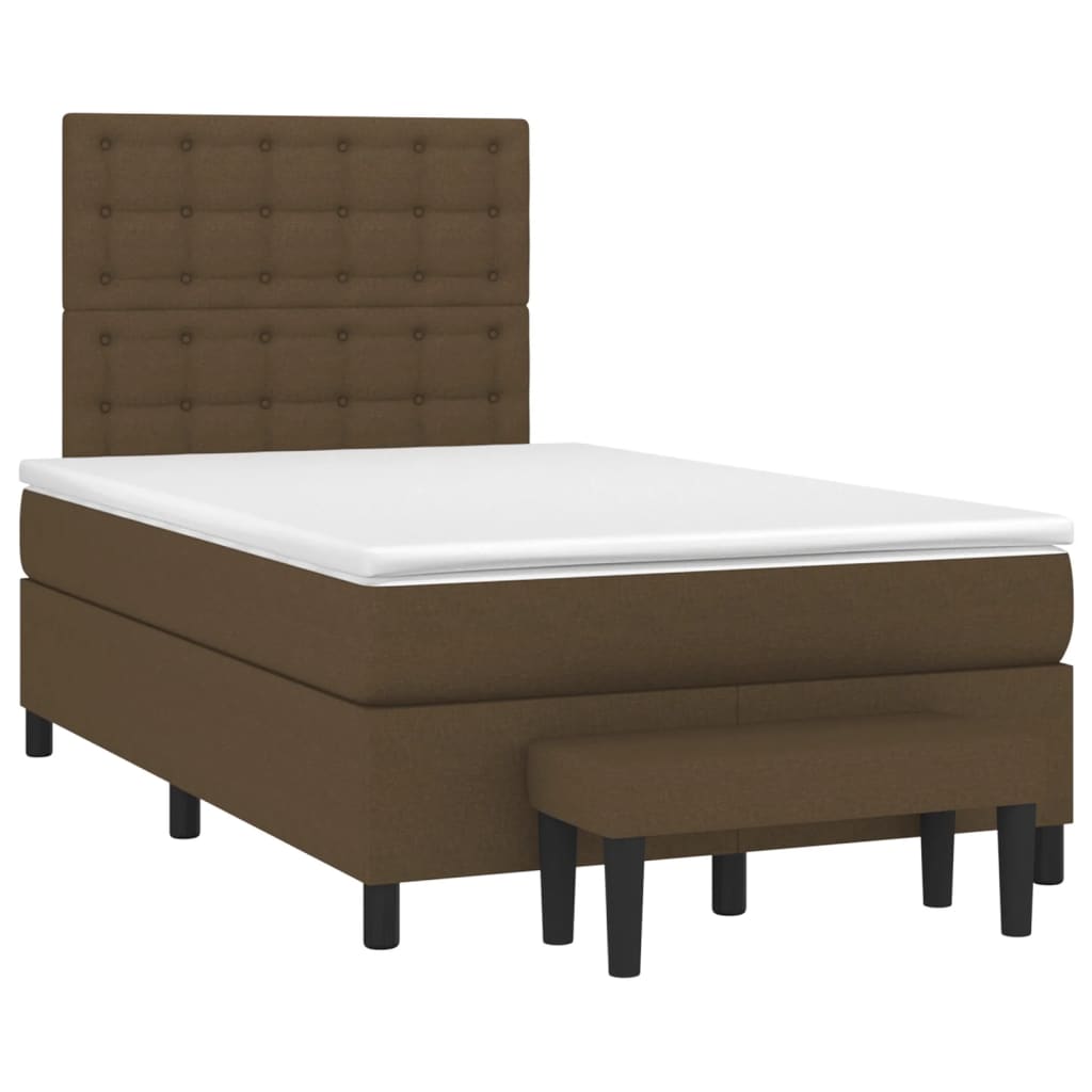 Cama boxspring com colchão 120x190 cm tecido castanho-escuro